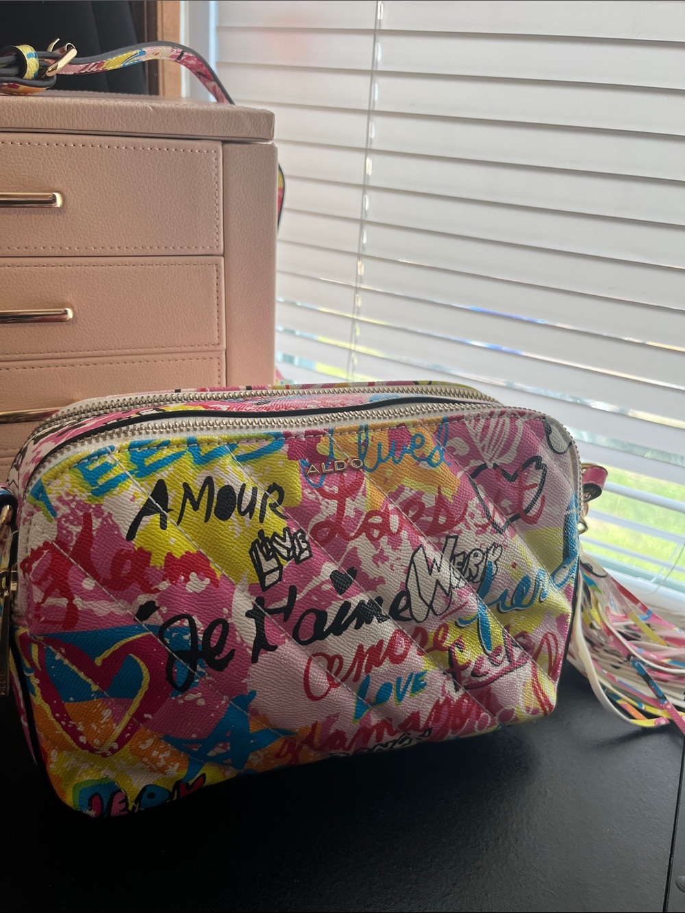 Aldo Multicolor Graffiti Print Crossbody Bag